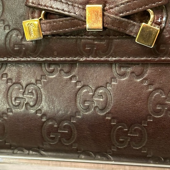 GUCCI Ssima GG wallet in EUC brown leather with monogram on leather see pic - Picture 9 of 10